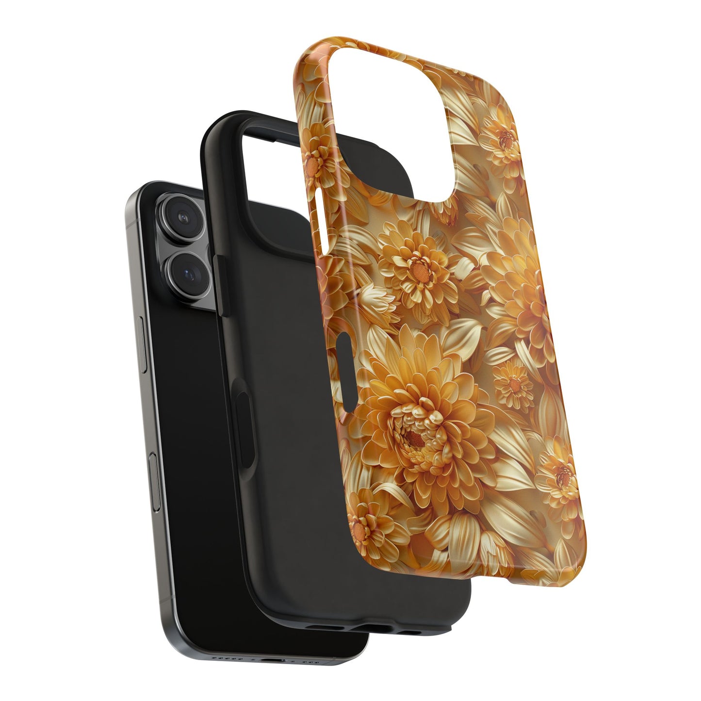 Goldene Chrysantheme Robuste Handyhülle, Florale iPhone Galaxy Hülle, Schutz