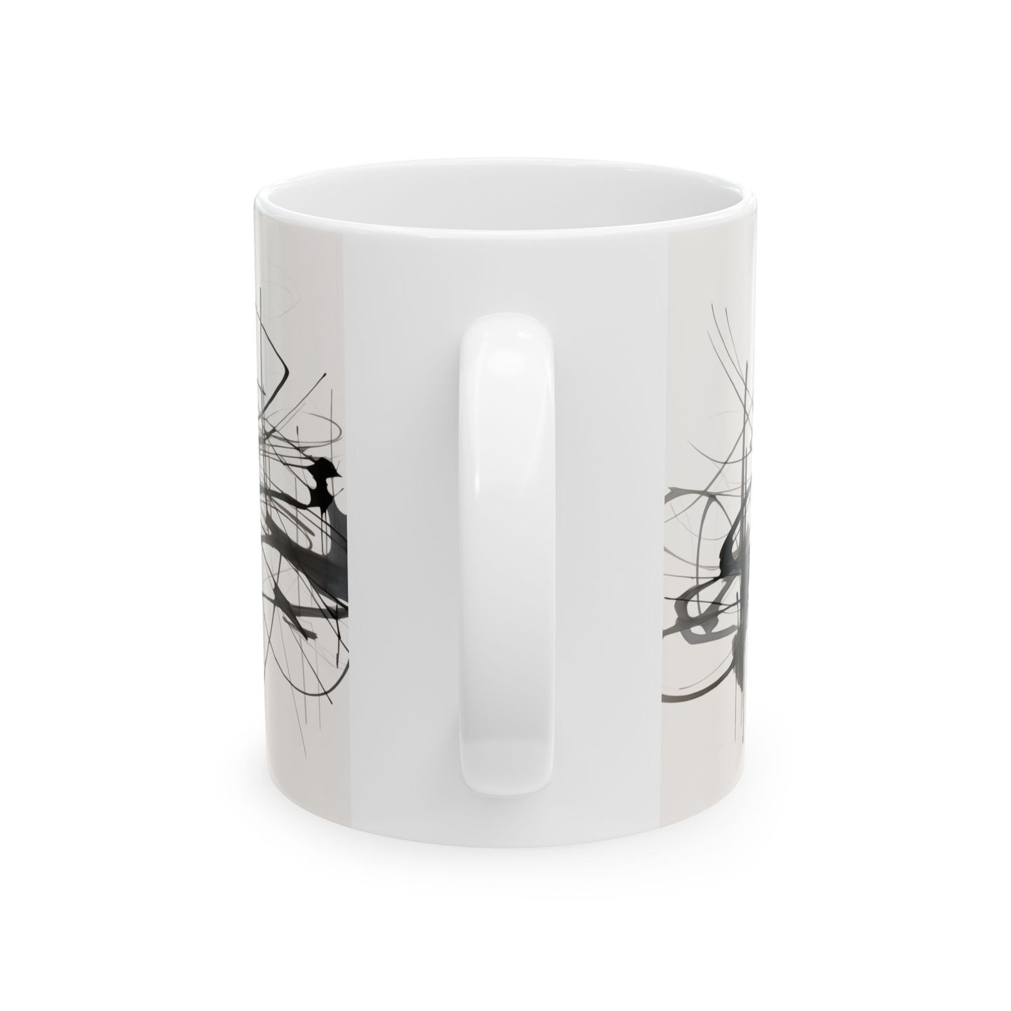 Abstract Graphic in Black and White Ceramic Mug 11oz