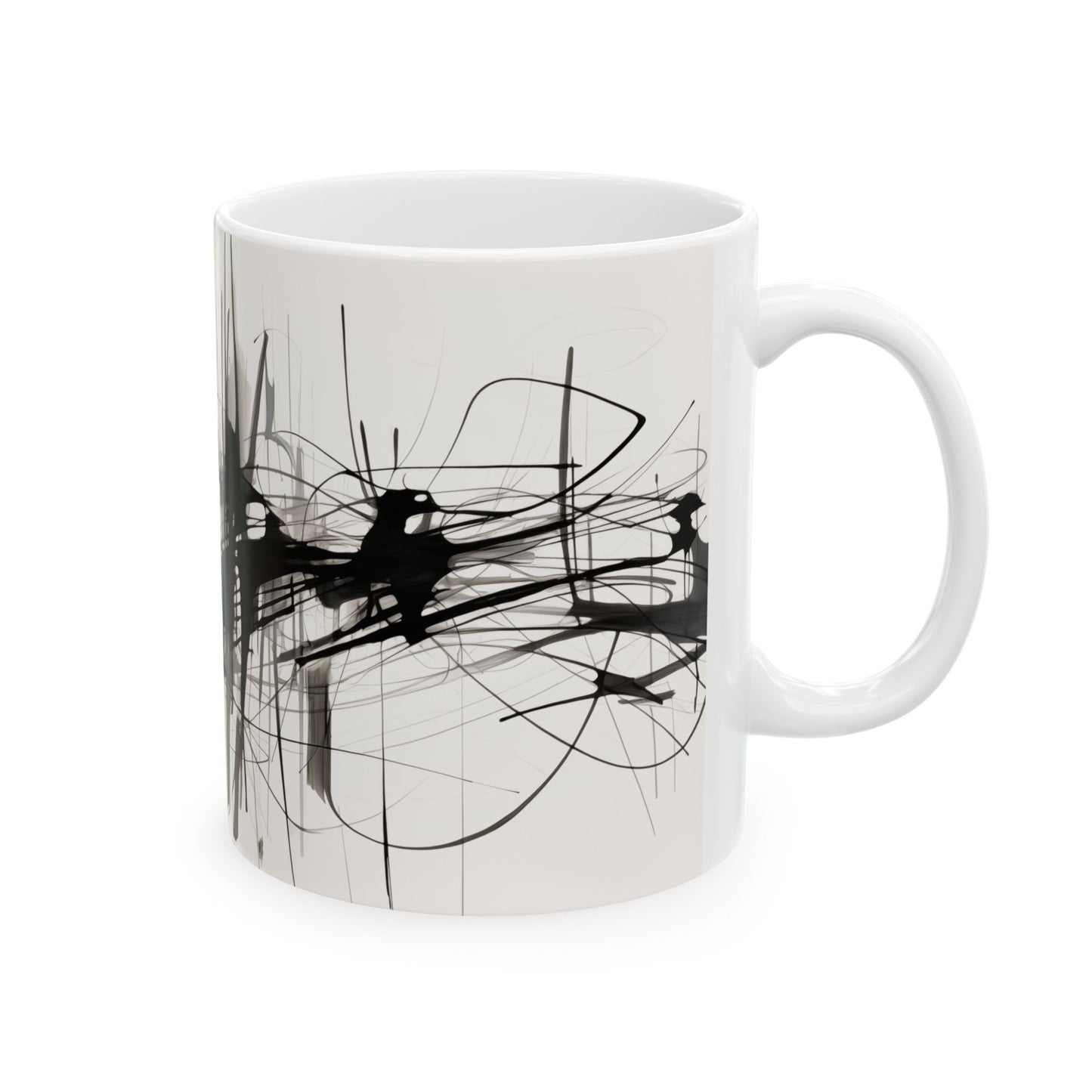 Abstract Graphic in Black and White Ceramic Mug 11oz