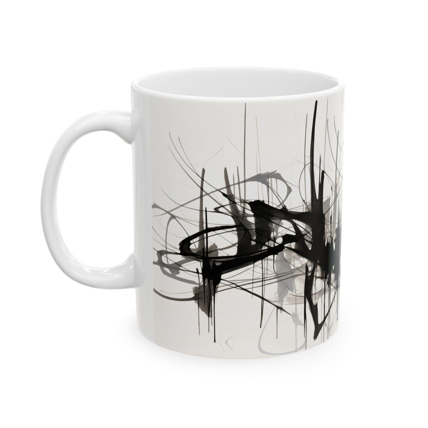Abstract Graphic in Black and White Ceramic Mug 11oz