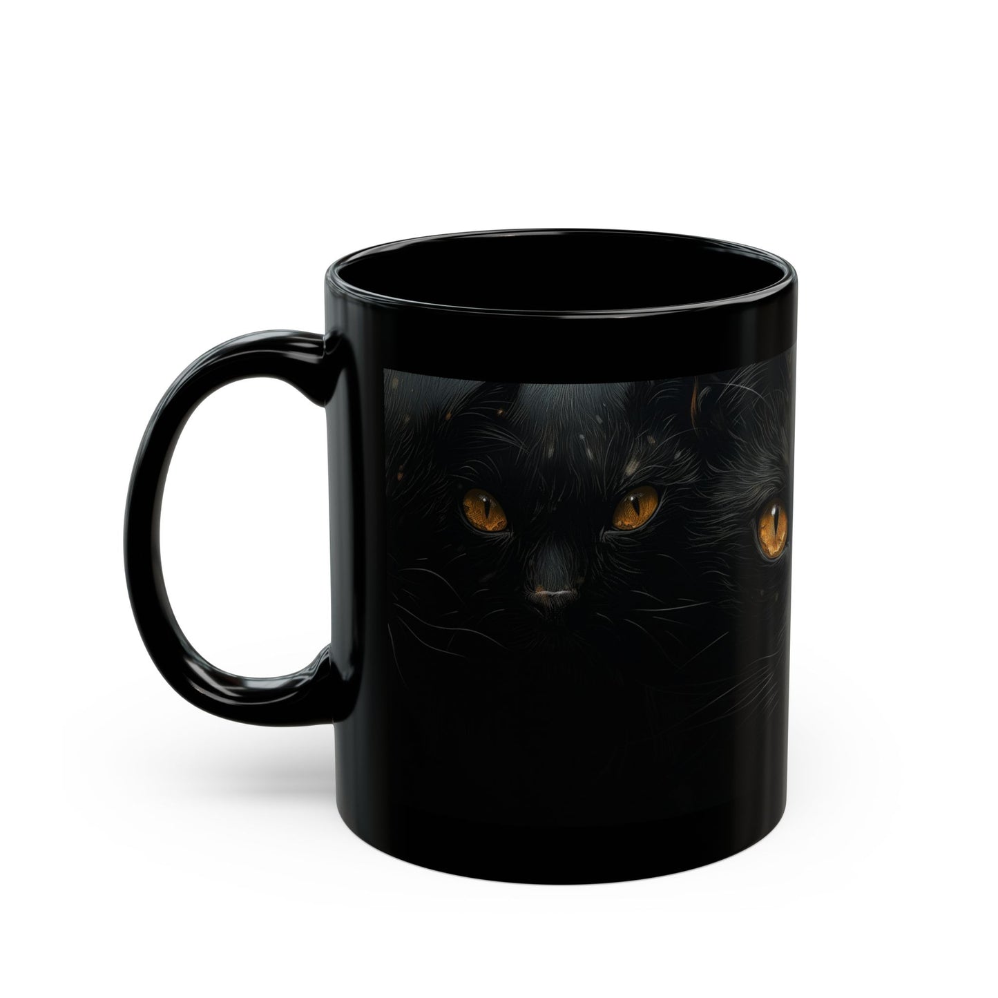 Schwarze Katzen beobachten dich - 11oz schwarze Tasse