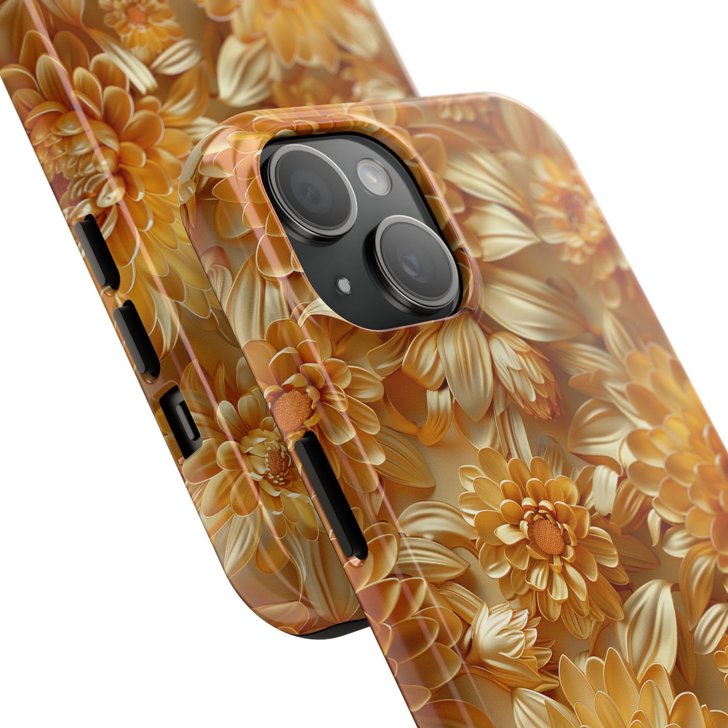 Goldene Chrysantheme Robuste Handyhülle, Florale iPhone Galaxy Hülle, Schutz