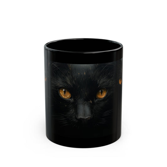 Schwarze Katzen beobachten dich - 11oz schwarze Tasse