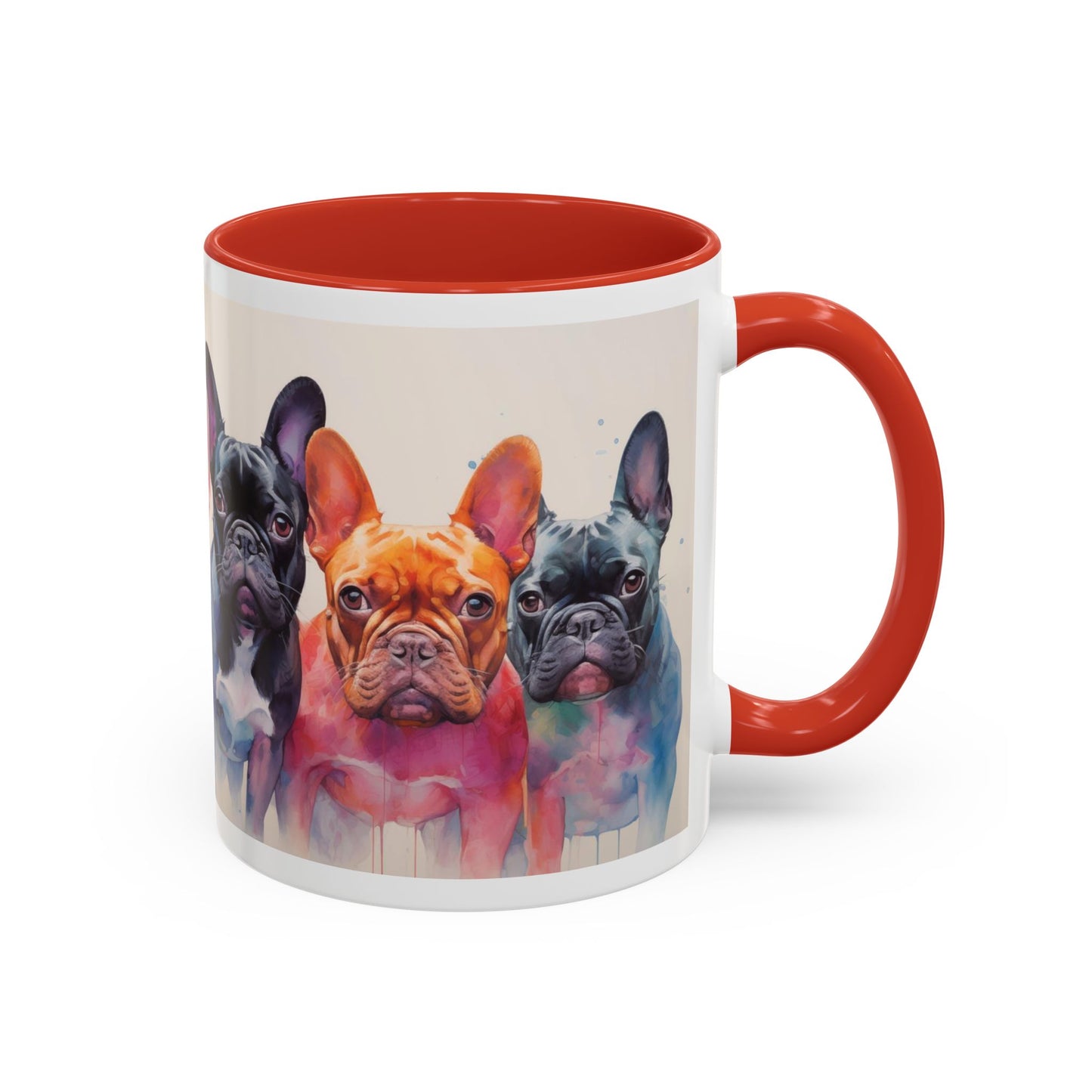 Kaffeetasse mit französischer Bulldogge im Aquarell-Stil, 312 ml