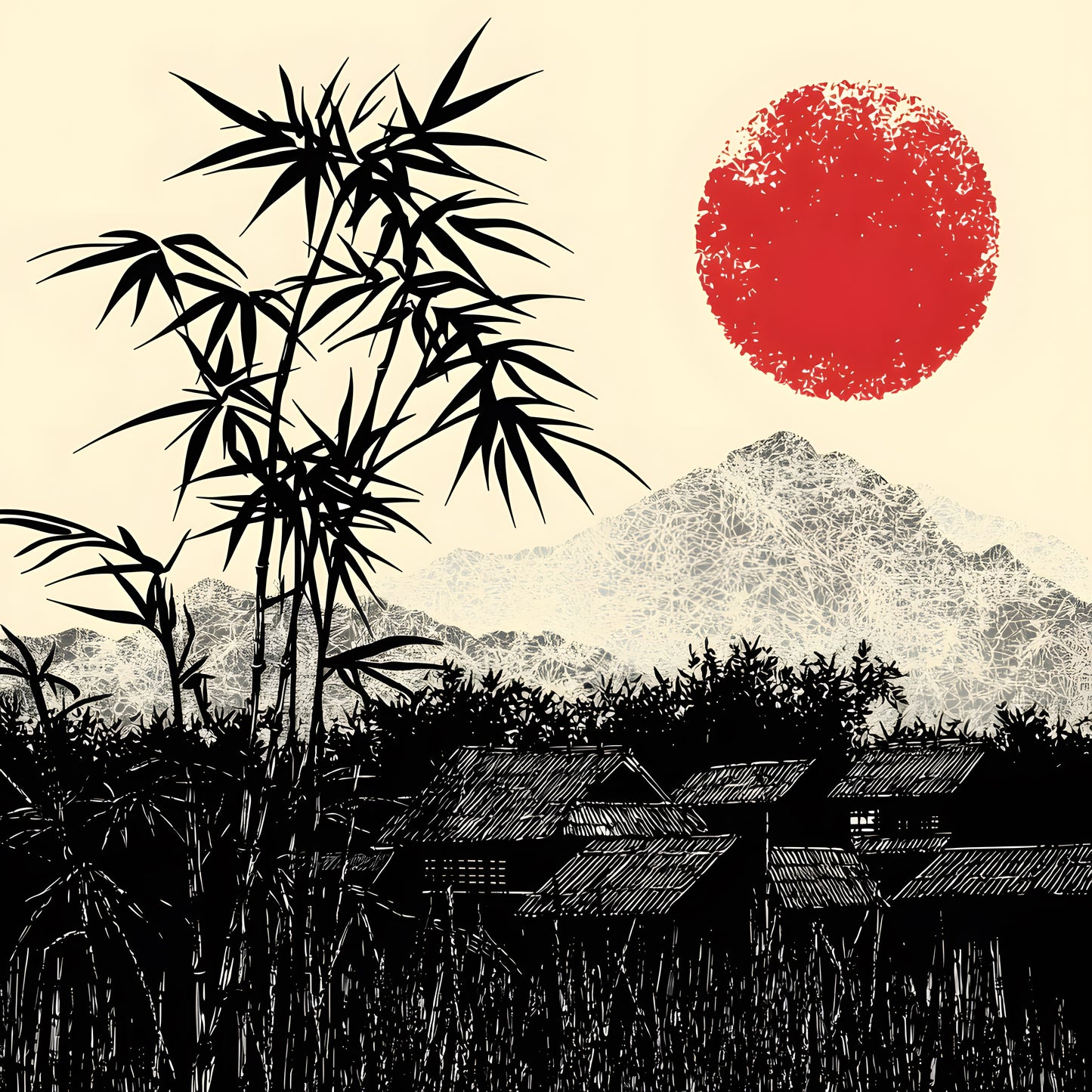 Japanese Minimalist Traditional Art Digital Poster