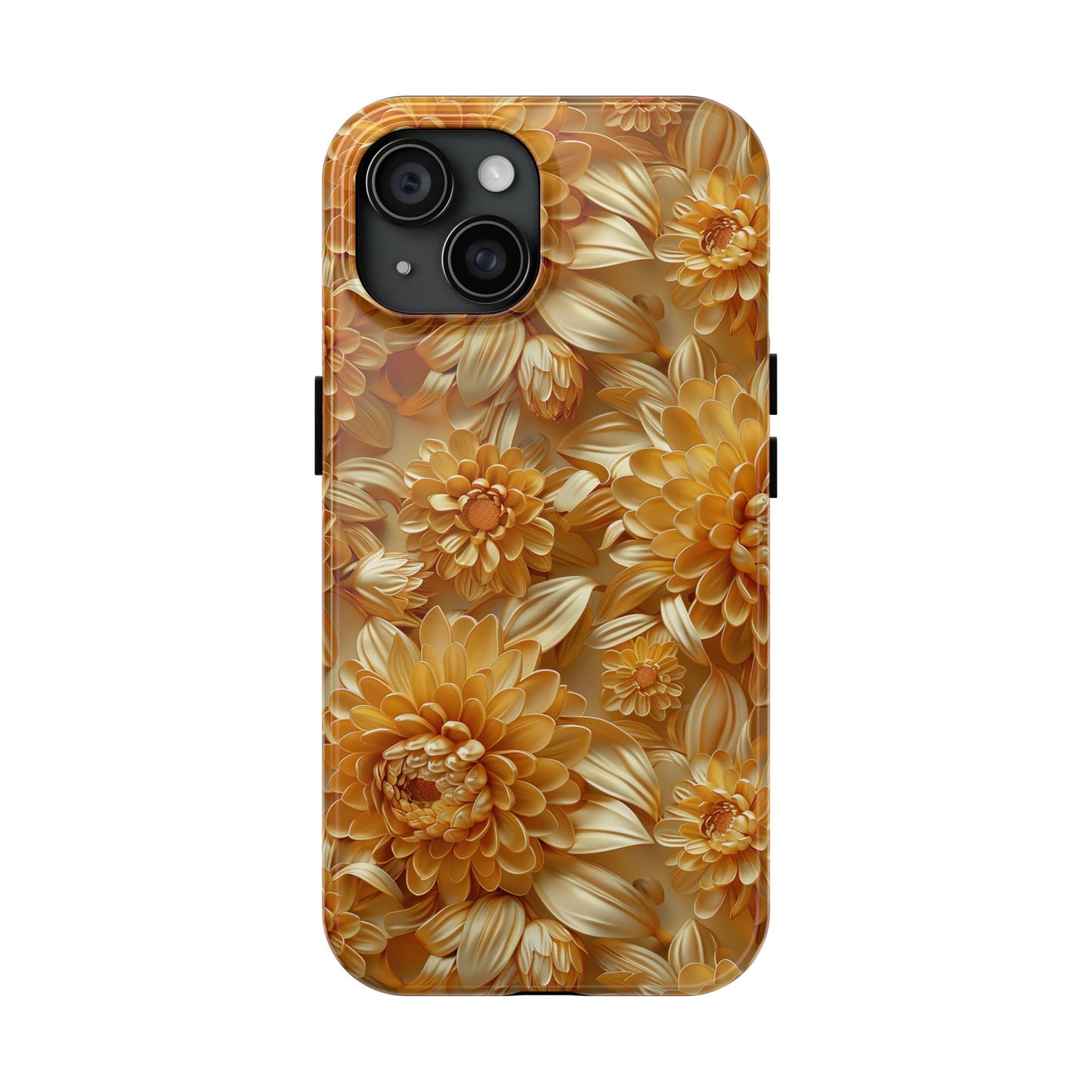 Goldene Chrysantheme Robuste Handyhülle, Florale iPhone Galaxy Hülle, Schutz