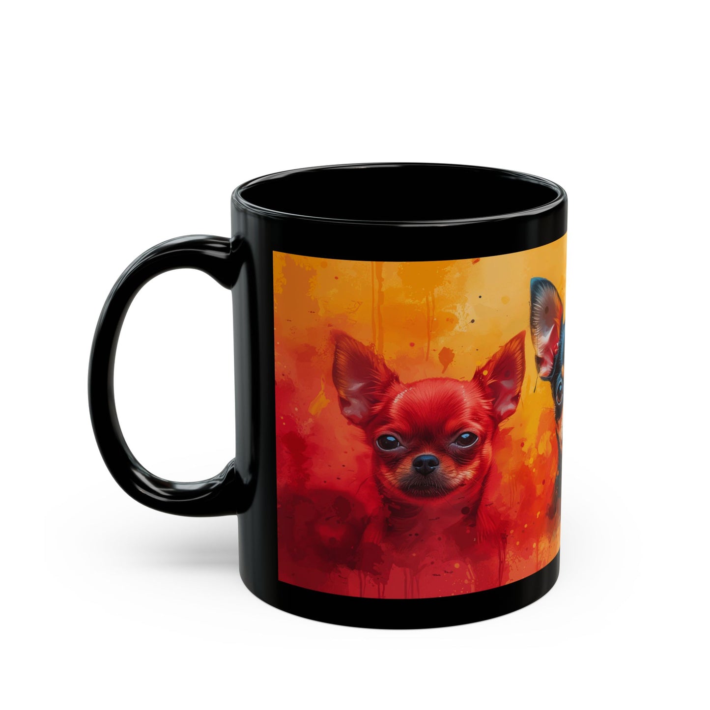 Porträts von Chihuahua-Hunden 11oz schwarze Tasse