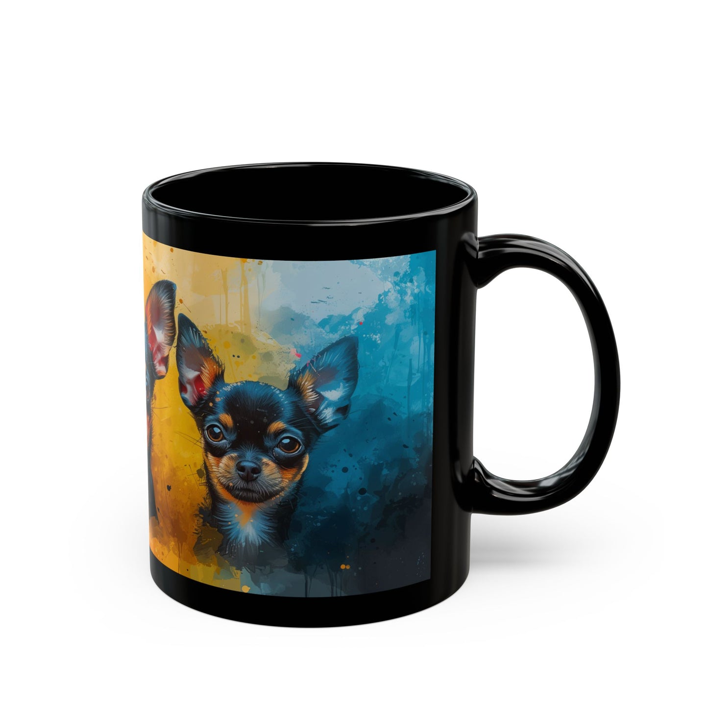 Porträts von Chihuahua-Hunden 11oz schwarze Tasse