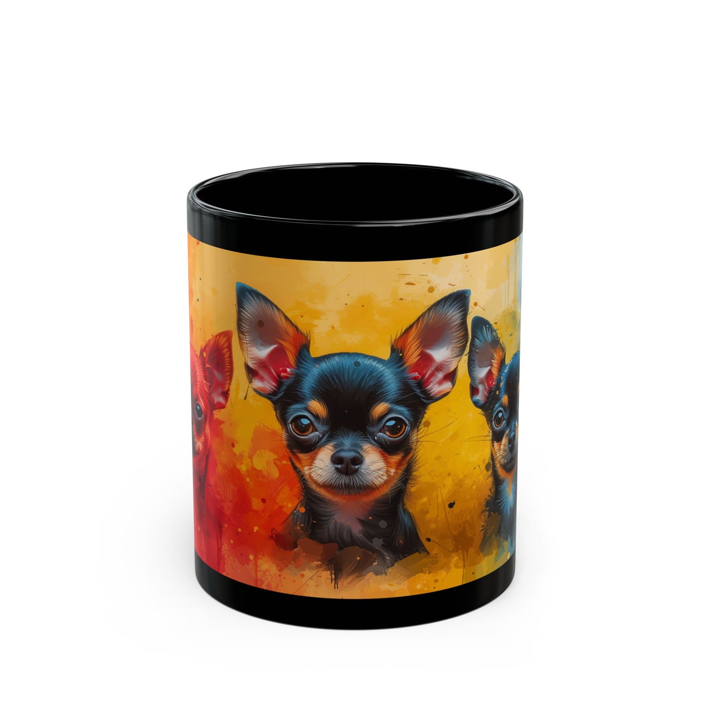 Porträts von Chihuahua-Hunden 11oz schwarze Tasse