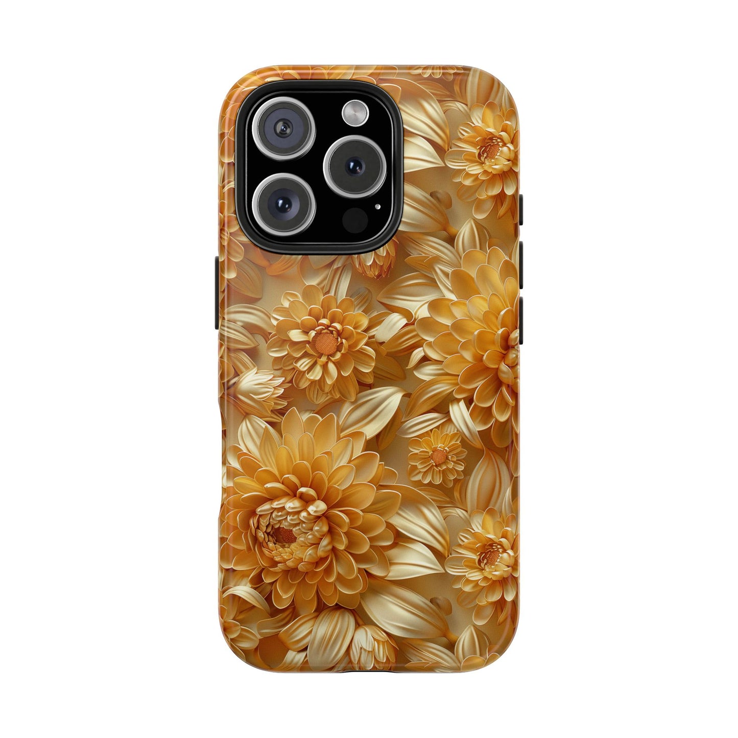 Goldene Chrysantheme Robuste Handyhülle, Florale iPhone Galaxy Hülle, Schutz