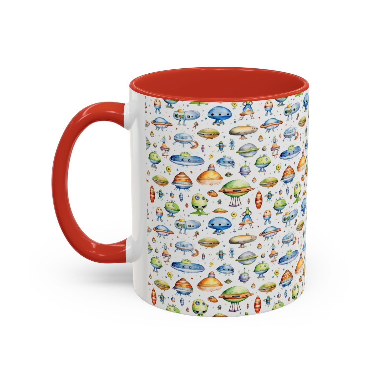 Lustige Kaffeetasse mit UFO- und fliegender Untertassen-Dekor, 312 ml