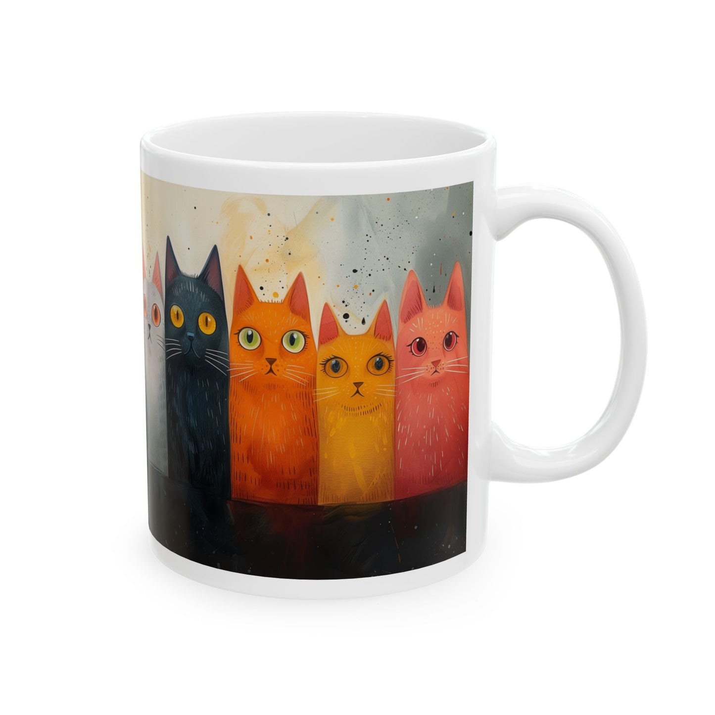 Abstract Colorful Cat Portraits Ceramic Mug 11oz