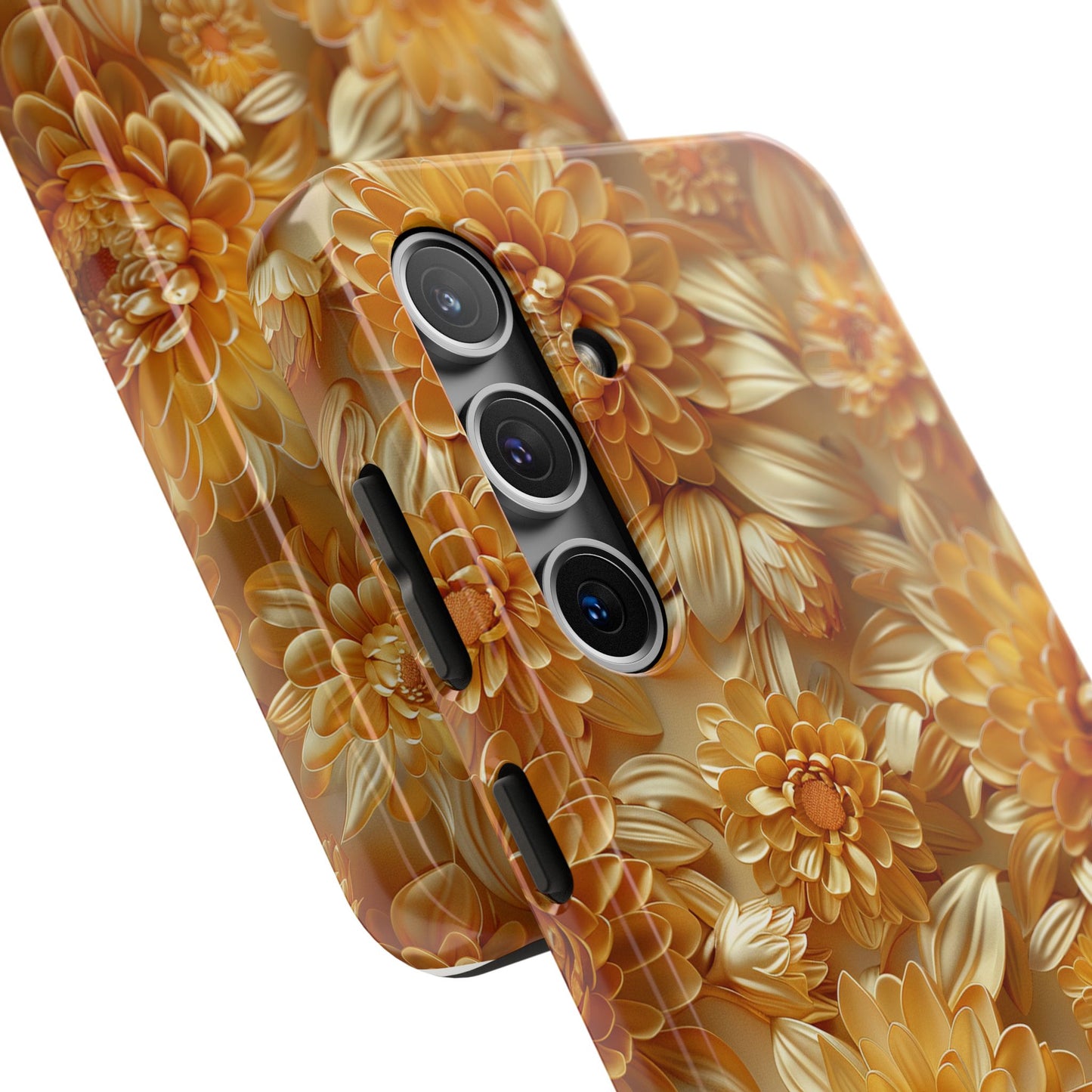 Goldene Chrysantheme Robuste Handyhülle, Florale iPhone Galaxy Hülle, Schutz