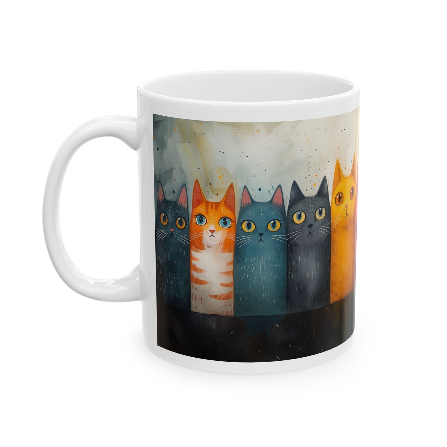 Abstract Colorful Cat Portraits Ceramic Mug 11oz