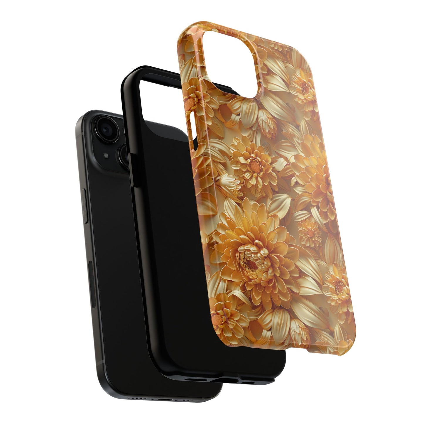 Goldene Chrysantheme Robuste Handyhülle, Florale iPhone Galaxy Hülle, Schutz