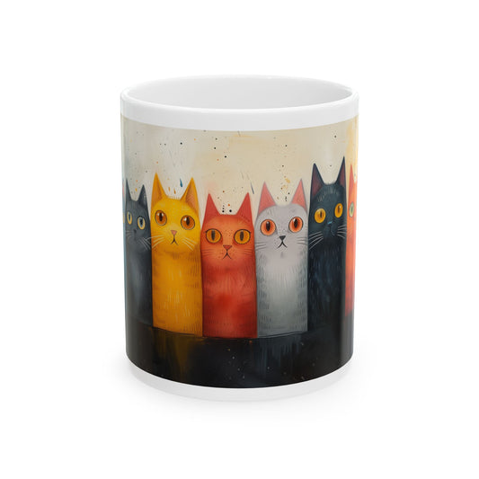 Abstract Colorful Cat Portraits Ceramic Mug 11oz